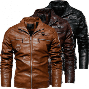 Jackets ສໍາລັບຜູ້ຊາຍລະດູຫນາວ suede Leather Jacket Lapel Vintage Motorcycle Jacket Men Slim Fit Retro Coat Fashion Outwear Fur Lined