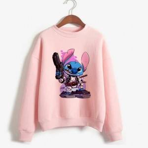 Nisa Cartoon Stampar Sweatshirt Stil Korean Tops Bniet Il-Ġimgħa l-Iswed Ġdid Umoristiċi Harajuku Kawaii Stitch Graphic Hoodies