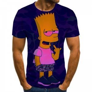 Ikhathuni ye-3D yoShicilelo lweT-shirt yomzobo eFunny Street Simpson Isinxibo se3D Tee Shirts yamadoda iHarajuku Hip Hop Digital Shirt T Shirt