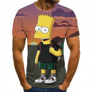 Мультяшна футболка з 3D-друком Графічна футболка Funny Street Simpson Clothing 3D Tee Shirts Чоловіча футболка Harajuku Hip Hop Digital Print