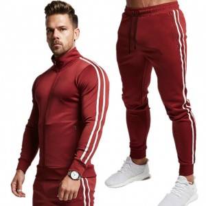 2021New Gason Fashion Striped Tracksuit Gason Hoodies + Pantalon 2PC Set Sport Suit Gyms Set Mens Fit Sport Tracksuit Sets