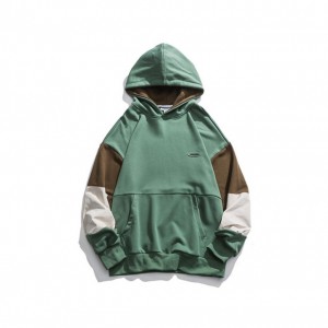 Men's Patchwork Hooded Sweatshirt Hoodies Clothing Casual Loose Warm Streetwear Male Fashion Outwear Fleece Hoodie