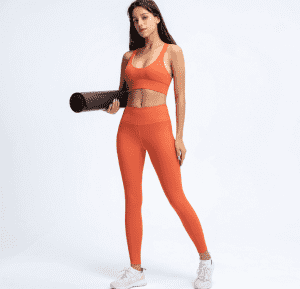 Svart sömlöst yogaset för kvinnor Gym Fitness Yogakläder Sportkläder Träningstights för kvinnor & topp Yogadräkt Träningstights
