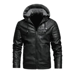 2021. gada jauna stila vīriešu motocikla ādas jaka ar kapuci mazgāta PU ādas jaka jaka plūdmaiņas valdonīga āda