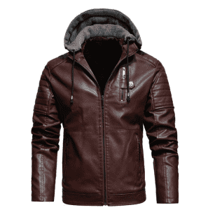 2021 nový styl pánské motorkářské kožené bundy s kapucí praná PU kožená bunda přílivová dominantní