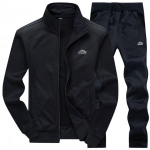 ຊຸດ Hoodie ດູໃບໄມ້ລົ່ນລະດູຫນາວ 2 ຊິ້ນຊຸດຜູ້ຊາຍ Zipper Stand Collar Jacket + Pants 88 Printed Sportswear Set