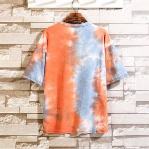 Gason Tie Dye Enprime manch kout Jersey T Shirt Man Hip Hop New Streetwear Tops Mens Casual Fashion koton T-shirt