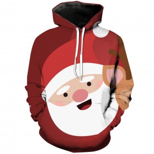 Unisex Natal Hoodies Pria Lucu Berkerudung Kaus Musim Dingin Wanita Pakaian Santa Claus Fashion 3D Digital Printing Hoodie