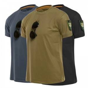 Kültéri sport taktikai pólók Férfi katonai túrapóló Speciális karú laza pamut gyorsan száradó egyszínű, légáteresztő póló