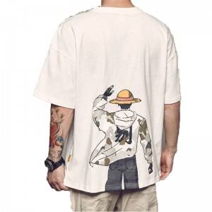 المتضخم لوفي أنيمي تي شيرت مطبوع الرجال مضحك موضة الكورية Harajuku قمصان قصيرة رجالي الشارع الشهير حجم كبير تي شيرت