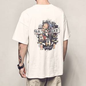 Oversized Luffy Anime Print T-Shirt Männer Witzeg Moud Koreanesch Harajuku Kuerzhemden Männer Streetwear Plus Gréisst T-Shirt