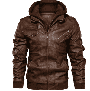 Nová pánská motorkářská kožená bunda kožešinový límec odnímatelný z umělé kůže bundy na motocykly kabáty ležérní bunda z PU Chaqueta Moto Hombre