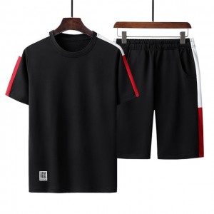 بدلة رياضية بالجملة مخصصة LOGO طباعة قمصان قصيرة الأكمام قمم الرجال الصيف عارضة رياضية بدلة رياضية مجموعة
