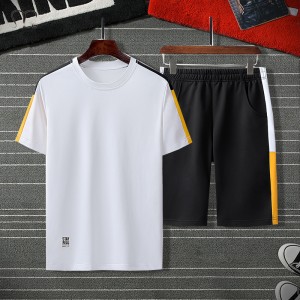 Tracksuit Wholesale Custom LOGO Print Short Sleeve Shirts Tops Men Summer Casual Sporting Suit Tracksuit Set