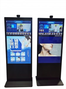 43/49/55/65 inch reclamespeler met temperatuurmeting en temperatuurscreening Scannerkiosk Temperatuurmonitor Digital Signage Kiosk