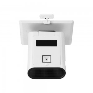 Quiosque de tela sensível ao toque de autoatendimento de 15,6 polegadas com sistema de pagamento POS, impressora, scanner, câmera, leitor de cartão