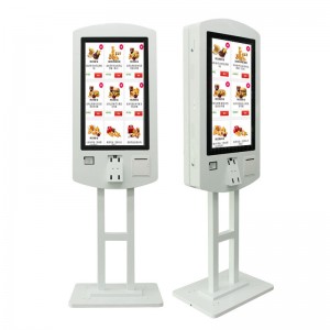 32 hüvelykes Kétoldalas rendelési érintőképernyős kioszk önfizető automata rendelési gép önkiszolgáló kioszk étteremhez alacsony MOQ-val