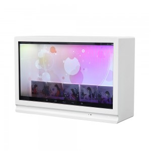 Kotak display LCD transparan dengan panel lcd video advertising display cabinet layar sentuh showcase