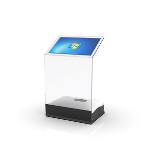 Projetor holográfico interativo de 30 polegadas Quiosque de folha de toque de pódio transparente com filme de toque de vidro de projeção interativa para exibição/pesquisa de informações