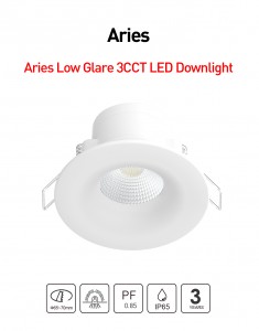 ARIES 6W LOW GLARE LED DOWNLIGHT 3CCT/IP65 FRONT 5RS112