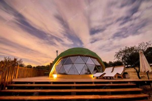 Personaliza a tenda Glamping Dome Tenda de madeira ao aire libre