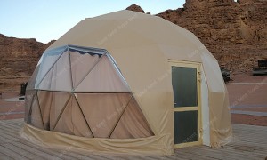 PVC Stof Beige Ørkenfarve Geodætisk Dome Telt Hotel