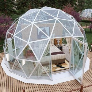 रेस्तरां होटल के लिए पूर्ण पारदर्शी ग्लैम्पिंग ग्लास जियोडेसिक डोम तम्बू