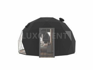 Maison de tente à demi-dôme transparente avec couverture en PVC noir