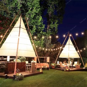 Tenda da safari da campeggio con baldacchino a lanterna in bambù