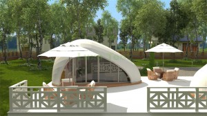 Nový dizajnový luxusný hotelový stan v tvare rosy