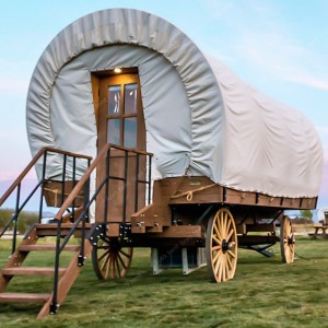 Maison de tente safari Glamping en forme de chariot