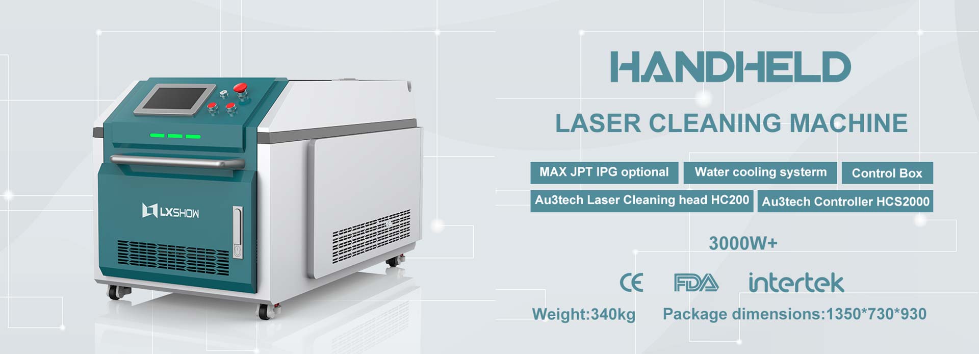 LXC-3000W फायबर लेझर रस्ट मेटल क्लीनिंग मशीन IPG RAYCUS MAX JPT