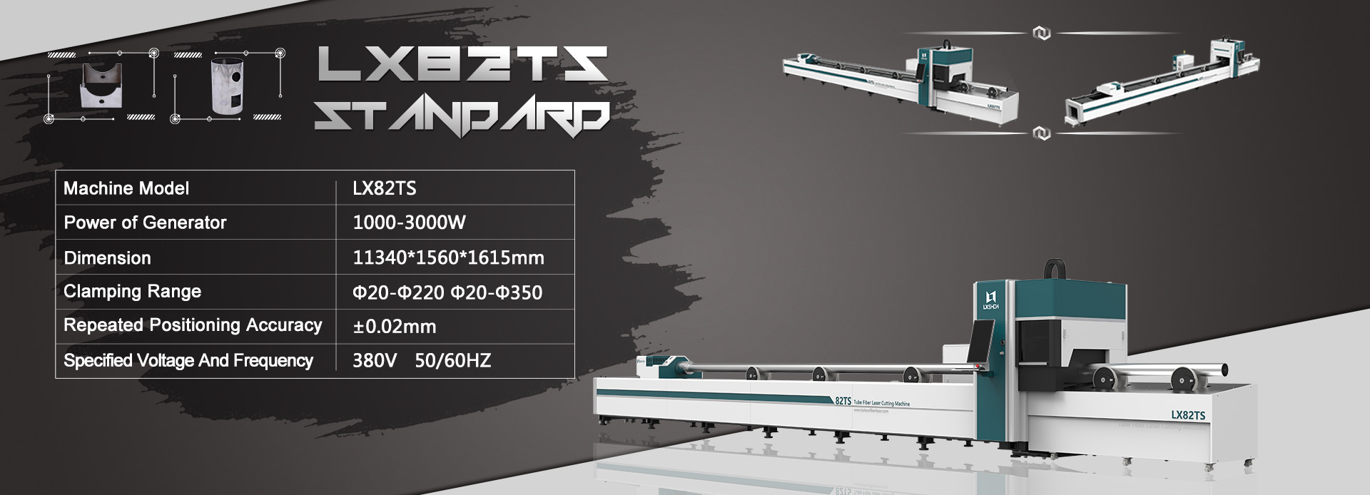 LX82TS 7% Mbelata 1kw 1.5kw 3kw 4kw 6kw Fiber Laser Metal Tube Cutting Machine SS CS Iron Aluminom