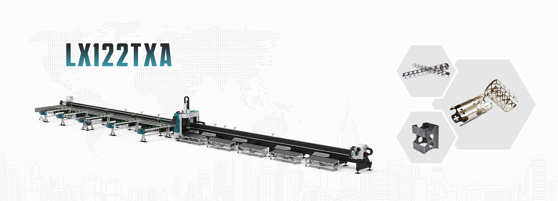 LX122TXA Automatisk tilførsel af laserrørsskærermaskine med tre patroner til firkantet metalrør