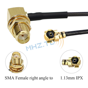 SMA anya jobb szögben forgó U.FL IPX koaxiális kábel IPEX UFL fordulatos SMA jack könyök RF jumper WiFi antenna hosszabbító kábel