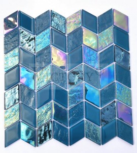 Bleščeča barvita kvadratna oblika bazenskega steklenega mozaika Črno-bela mozaična ploščica modre barve Različna uporaba mešanice steklenega mozaika za bazen