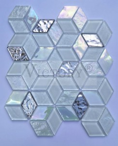 Ҳавзи шиноварии баландсифати омехтаи мозаикаи шишагини кристаллӣ барои девор ва фарш 4мм рангоранги Амрикои Ҷанубӣ тарроҳии ромбӣ Мозаикаи шишагӣ