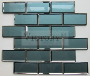 Mirror Mosaic Tiles အလှဆင် Crystal Glass Strip Adhesive Mirror Mosaic Tile Glass Mirror Mosaic Living Grey Mosaic Tile ရေချိုးခန်း