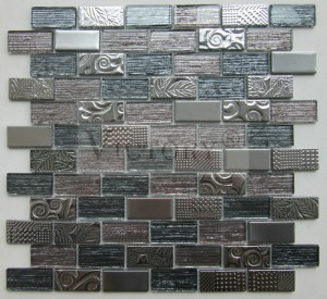 កញ្ចក់ Mosaic Tile Art 4mmthickness interior wall decorative glass Mosaic for living room Foshan 4mm 6mm 8mm interior wall decoration Strip laminated tiles Mural Glass Mosaic