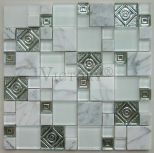 Ambongadiny Shina Electroplated Mix Crystal Glass Stone Mosaic Tiles ho an'ny Wall Backsplash Kitchen Bathroom Shower Hotel Projects