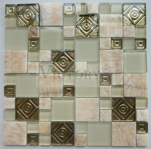 Slàn-reic Sìona Electroplated Mix Crystal Glass Stone Mosaic Tiles airson Wall Backsplash Kitchen Bathroom Shower Shower Projects Hotel