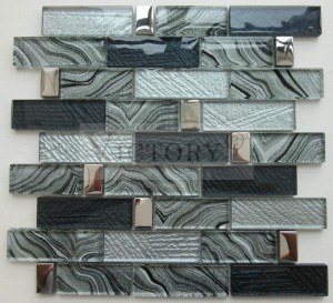 Мозаик од стаклен камен од мермерна мешавина на кошница за внатрешен дизајн Медитерански стил на трпезарија Декоративен мозаик од стаклен камен