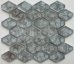 Hexagon Ceramic Mosaic Tile Black Sy White Mosaic Tile Ceramic Mosaic Tile Craft Foshan Factory Haingon-trano Ice Crack Ceramic Mosaic ho an'ny Amerika American Style Bathroom Decorative Ice Crack M...