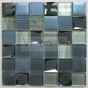 Galvanizavimo stiklo mozaikos kvadratinės mozaikos plytelės, mozaika ant metalo, atrodo juodos mozaikos plytelės