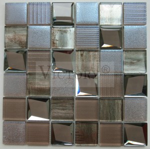 Galvanické pokovovanie sklenenej mozaiky Štvorcové mozaikové dlaždice Mozaika na kovovom vzhľade Čierne mozaikové dlaždice