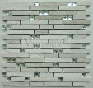 Strip Stone Mosaic Waterjet Mosaic Tile Mosaicu Neru è biancu Mosaicu biancu Backsplash Mosaicu di pietra di marmura naturale, Mosaicu di marmura in forma per a decorazione di a casa