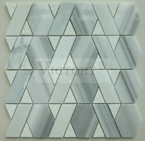 Шестоаголна мозаична подна плочка Мермерен мозаик за задно прскање каррара мозаик плочки Шестоаголна бела/црна/сива мермерна камена мозаична плочка за задно прскање во кујната