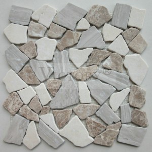 Kualitas Tinggi Beige Batu Alam Dekorasi Mosaik Marmer Tidak Teratur untuk Lantai Lantai Cina Mosaik Marmer Ubin Grosir dengan Permukaan Selesai Matt Ubin Mosaik Batu Ubin Mosaik Batu Alam Ubin Mosaik Batu Kecil Mosaik Batu Backsplash Ubin Mosaik Luar Ruangan
