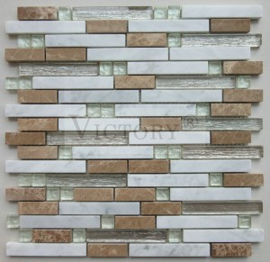 Strip Stone Mosaic Waterjet Mosaic Tile Սև և սպիտակ մոզաիկա սալիկ Սպիտակ մոզաիկա Backsplash բնական մարմար քարե խճանկար, ձևավորված մարմարե խճանկար տան ձևավորման համար