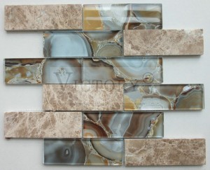 Azulexos de mosaico de Carrara Mosaico branco para salpicaduras Mosaico de travertino Mosaico para salón e spa Mosaico para salpicaduras de cociña